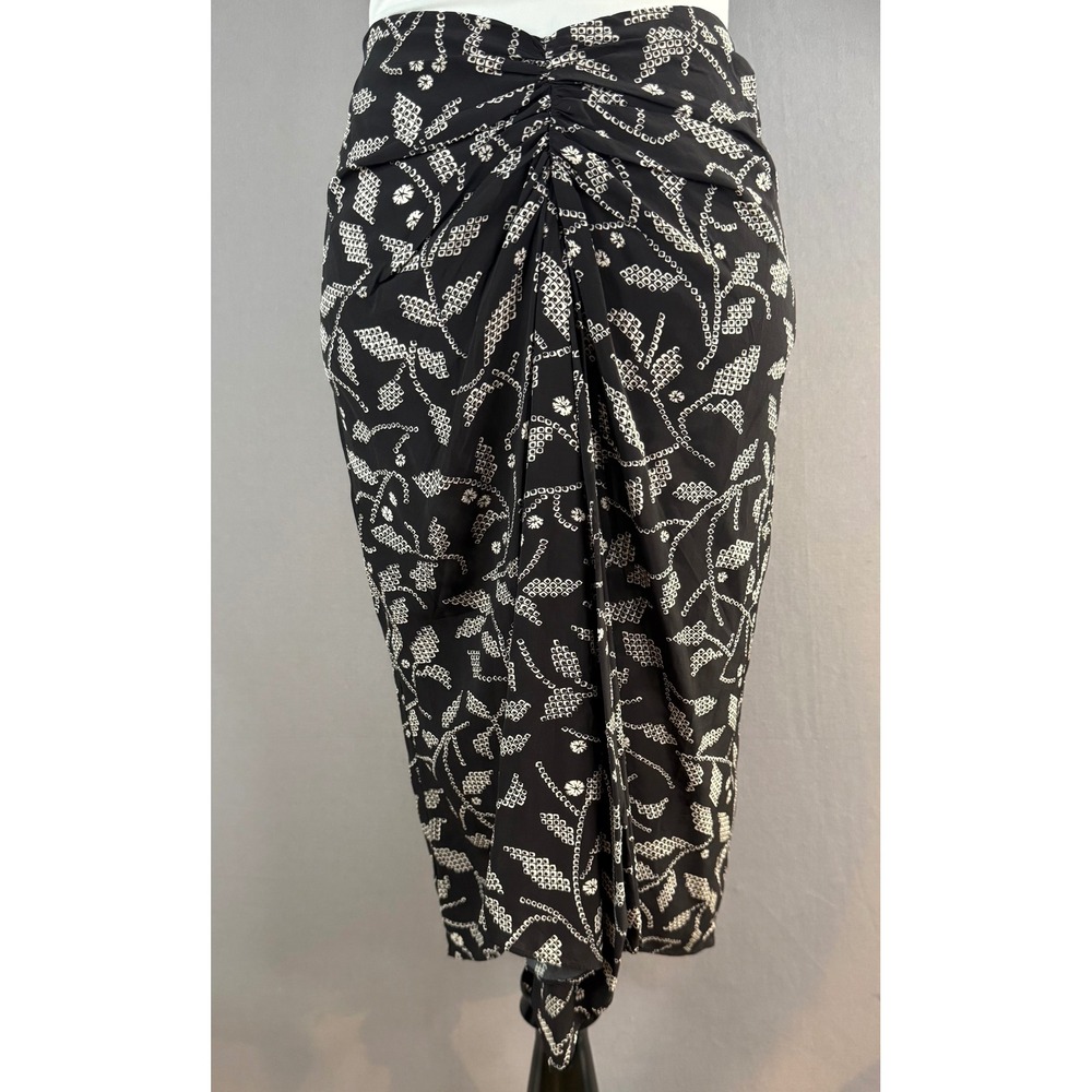 Isabel Marant Etoile Skirt Women 34 XS 2 Black White Floral Ruched Chic Parisian